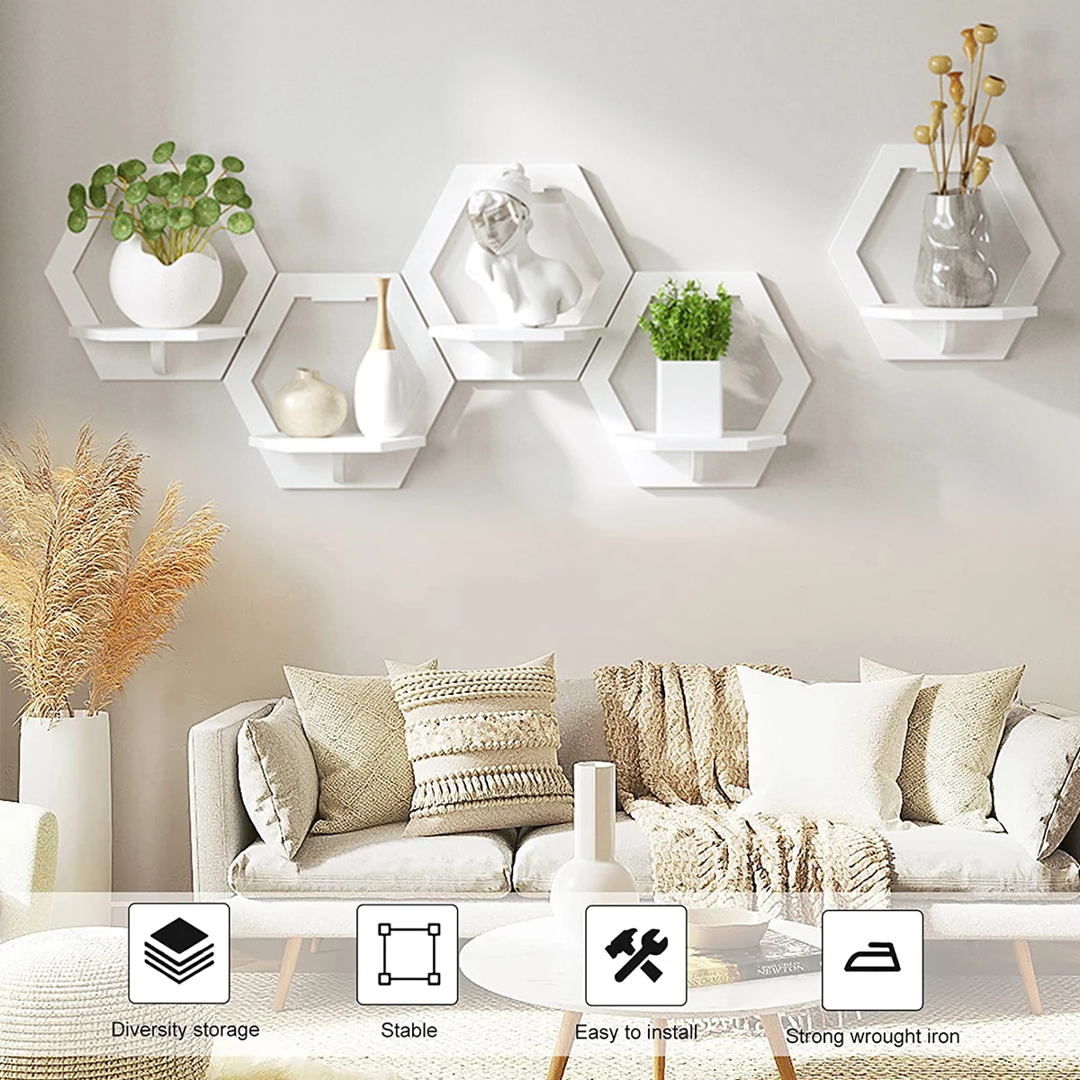 3 pezzi mensola a muro esagona - Terracotta Pot recensione e prezzo